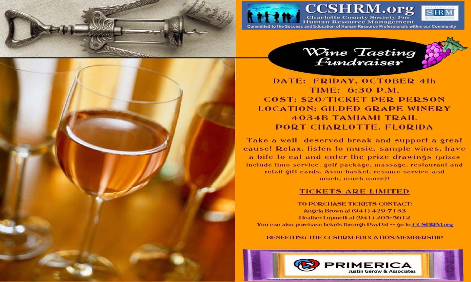 CCSHRM Wine Tasting Fundraiser Lots of Raffle Items Charlotte